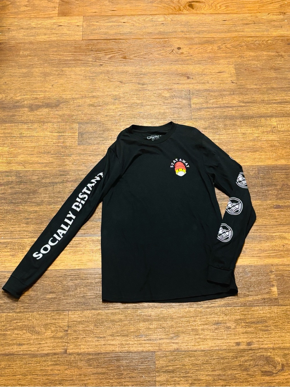 Eighty Eight Black Long-Sleeve Tee with White Sleeve Graphics